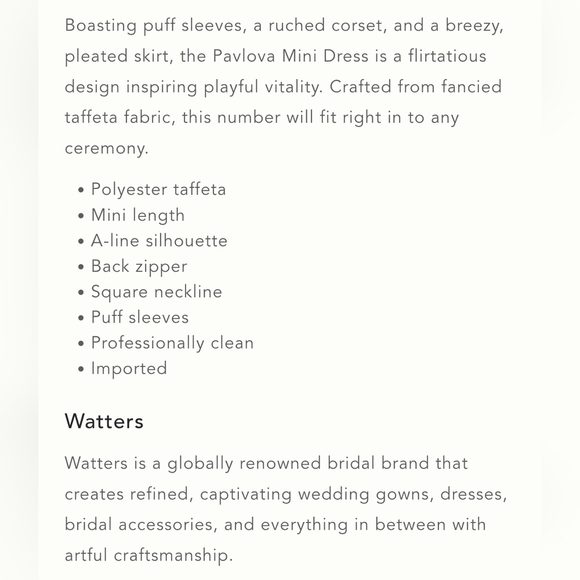 Watters Pavlova Ivory Square-Neck Puff-Sleeve Empire-Waist Taffeta Mini Dress, 8 - Picture 16 of 17